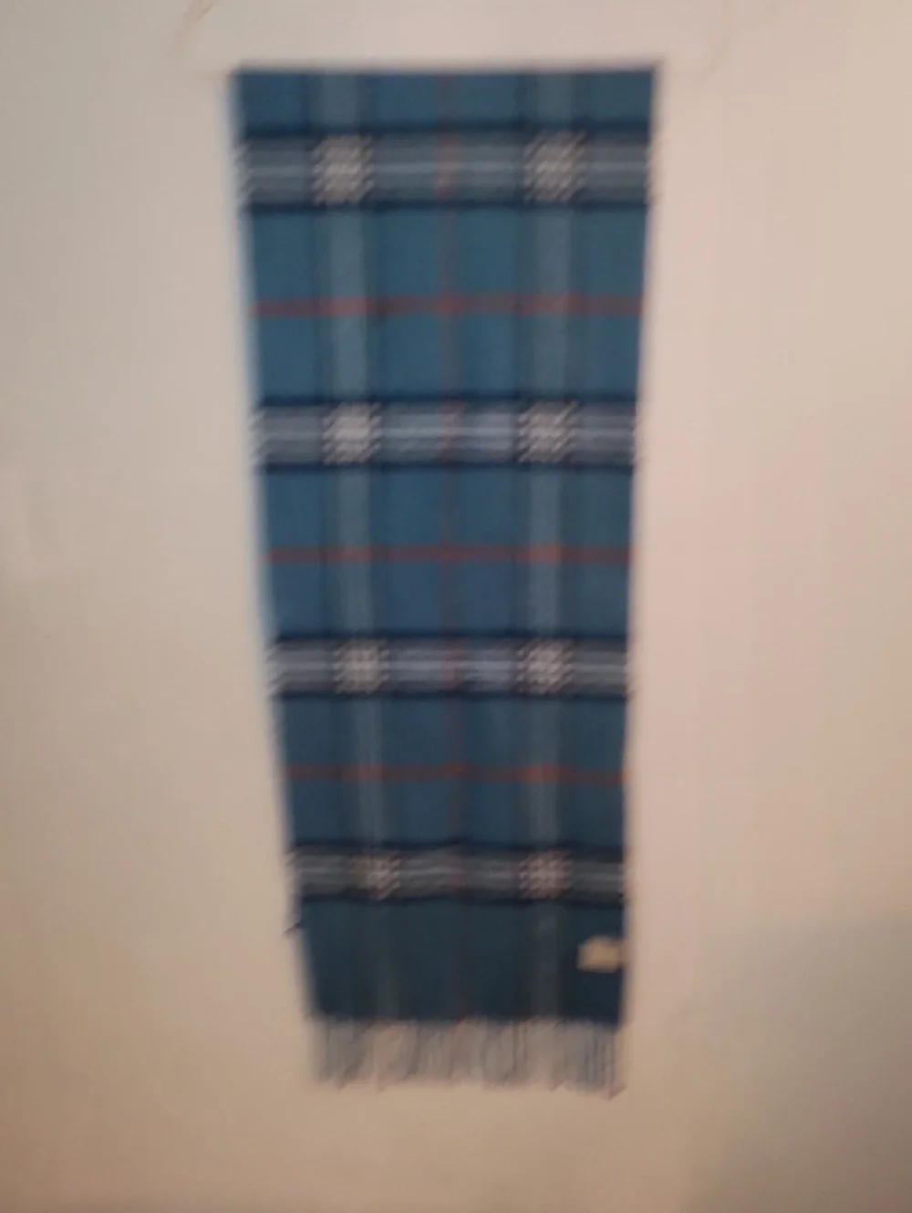 2 Plaid Fringe Scarves - Blue & Cashmere Black/White